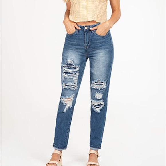 YMI HIGH RISE SKINNY JEANS RIPPED & TEAR - Picture 4 of 7